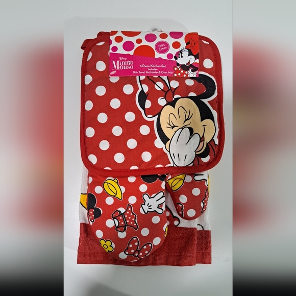 Disney Minnie Mouse 3-Piece Kitchen Set – Red & White (New with Tags) - Picture 1 of 5